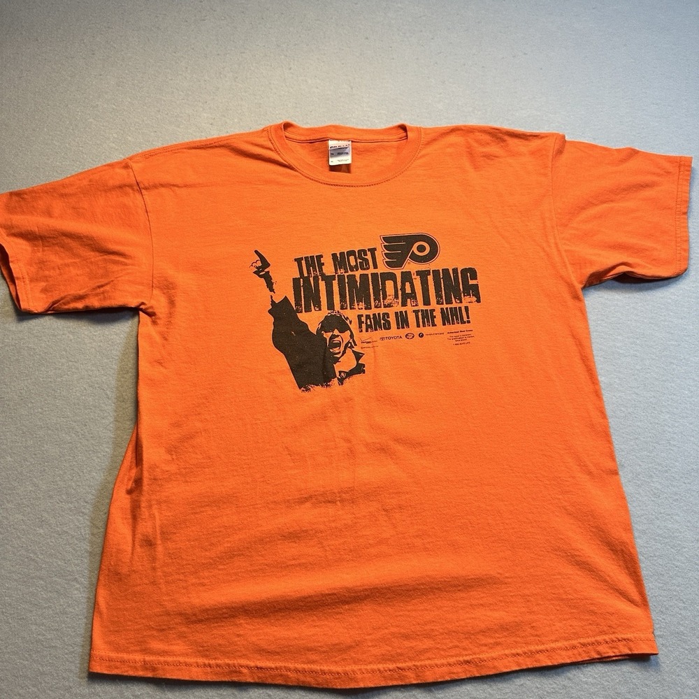 Philadelphia Flyers Megadeth Security Shirt Most Intimidating Fans NHL XL Orange